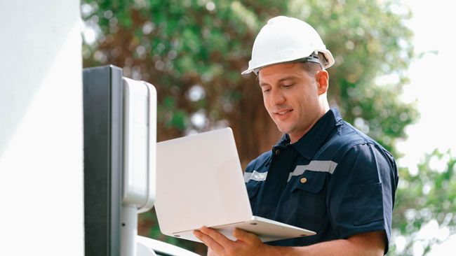 A business manager is able to check data from fuel card usage on-the-go.